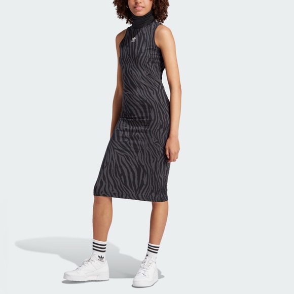 Adidas Black & Grey Zebra Print Women's Dress - Picture 2 of 7